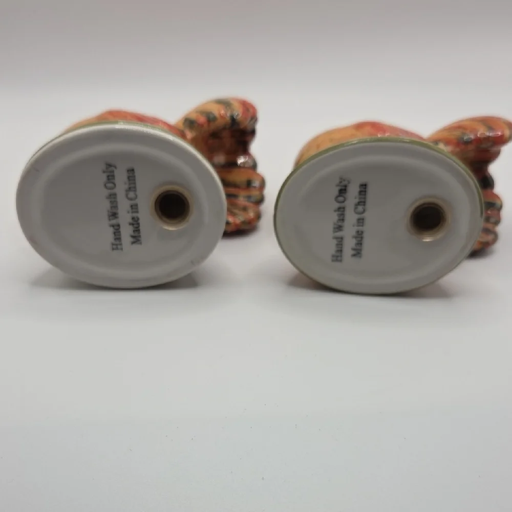 Salt And Pepper Shakers Vintage Red and Orange Rooster Figurines